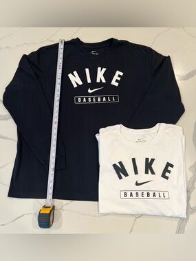 Two Nike Long-Sleeve Baseball Tees with White Logo